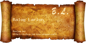 Balog Larion névjegykártya